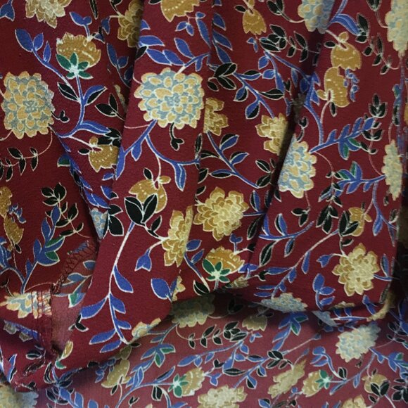 Valleygirl Burgundy Floral Sleeveless Keyhole Halter Neck Blouse - Picture 6 of 16